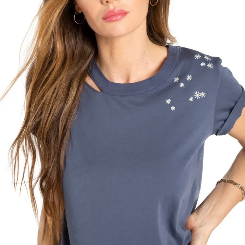 n:PHILANTHROPY Flower Embroidered Cotton Tee SM